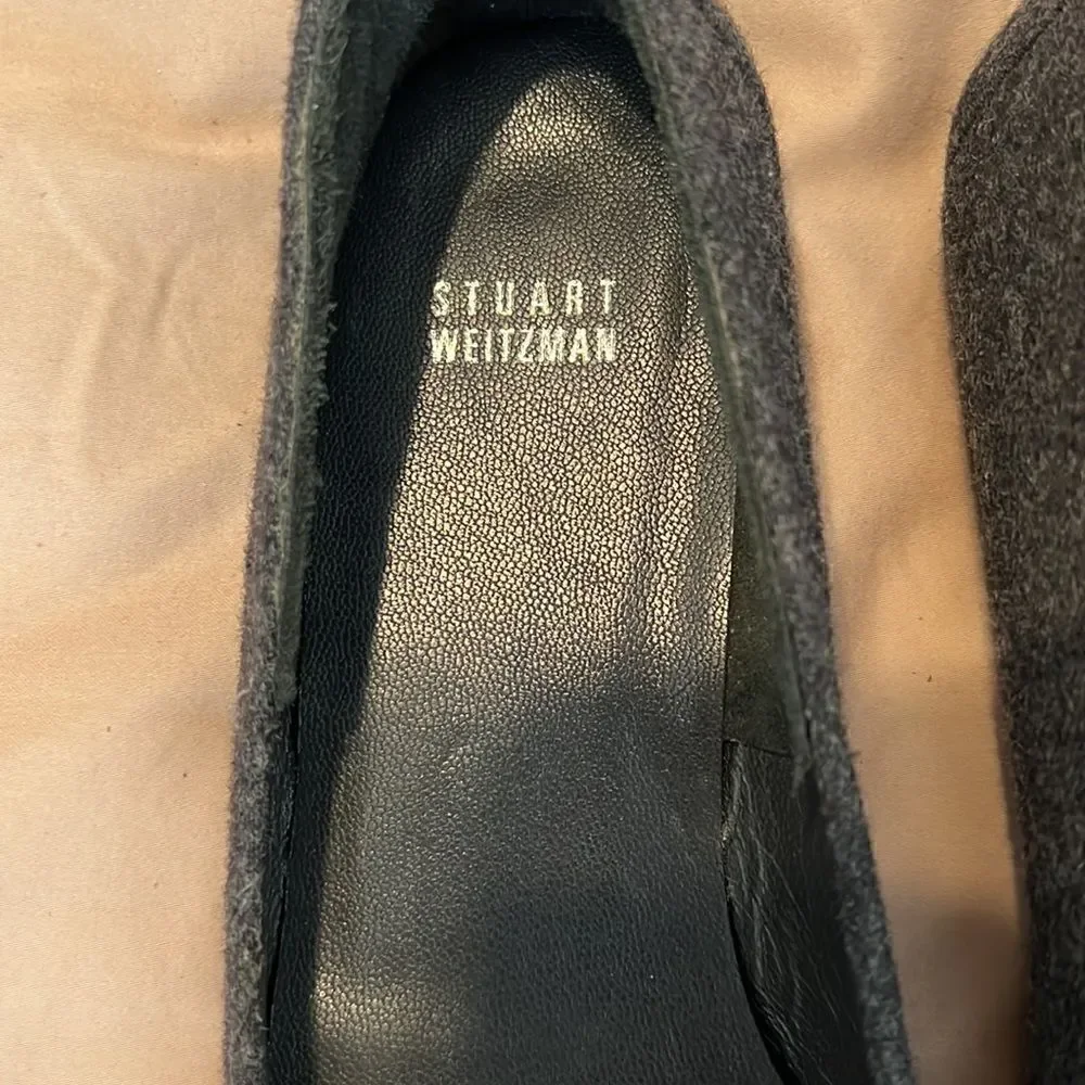 NWOT Stuart Weitzman grey flannel flats with red grey and black embellishments